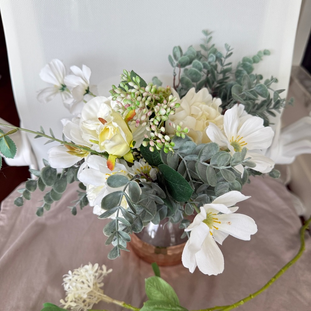 Elegant White and Green peony eucalyptus Artificial flowers - Picture 4 of 4